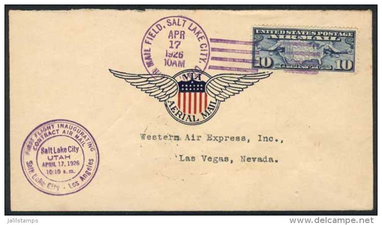 17/AP/1926 Salt Lake City-Los Angeles First Flight Cover, Sent With Final Destination To Nevada (arrival... - Autres & Non Classés