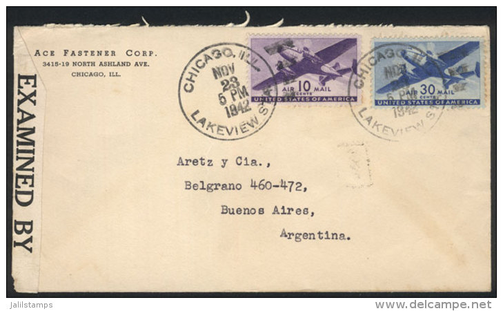 9 Airmail Covers Sent To Argentina Between 1941 And 1943, All CENSORED, With Various Frankings, VF! - Autres & Non Classés