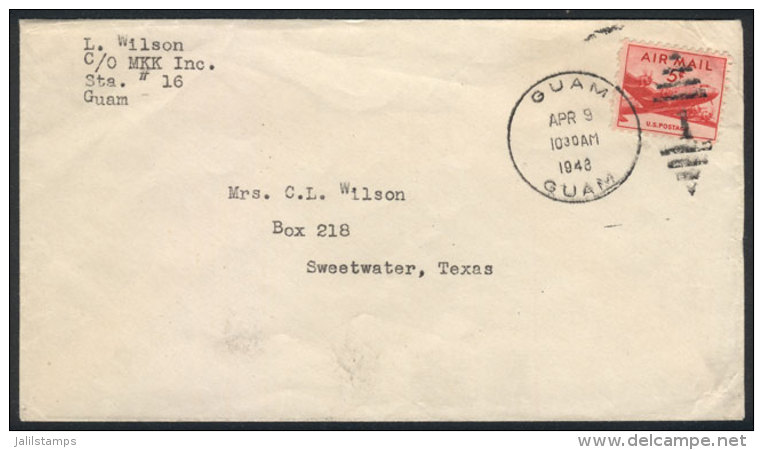 Cover Sent From GUAM To Texas On 9/APR/1948, VF Quality! - Guam