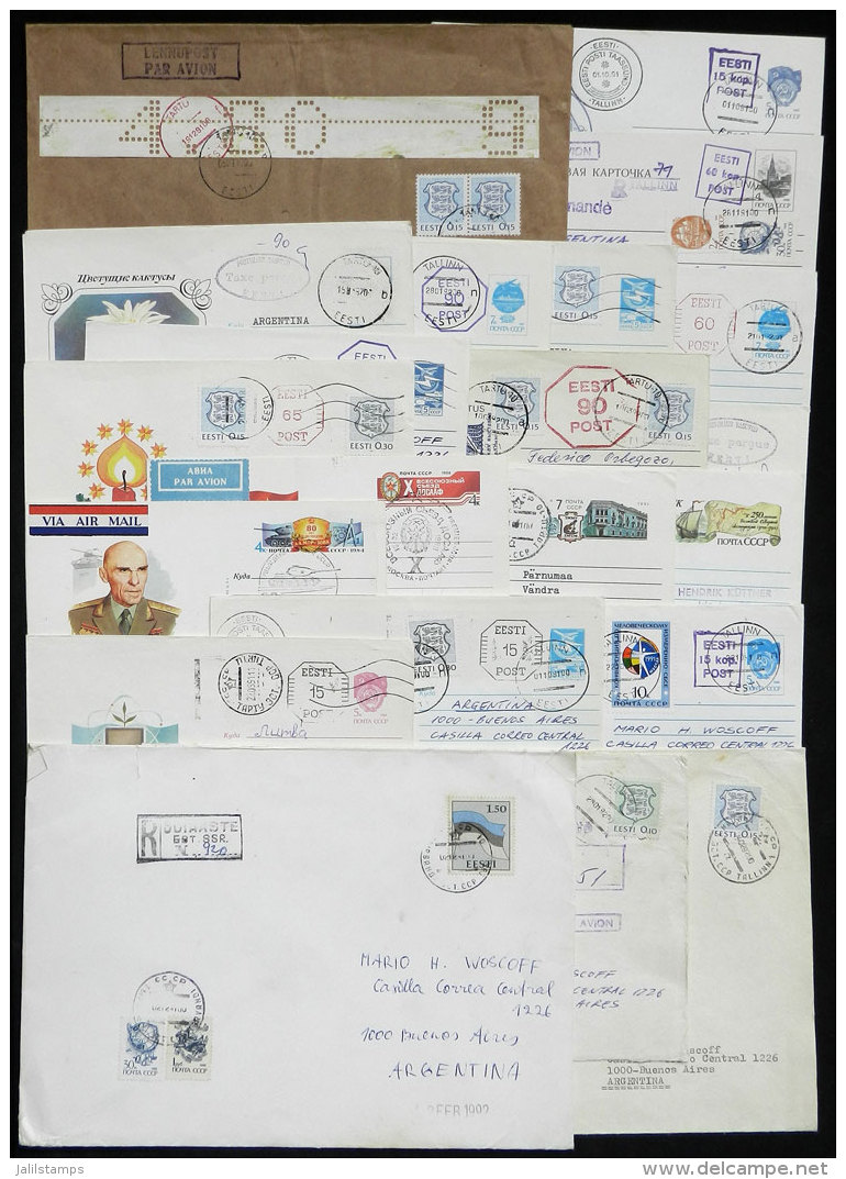 21 Covers, Most Sent To Argentina In 1991/2, Interesting Postages With Provisional Stamps, Russian Overprinted... - Estonie