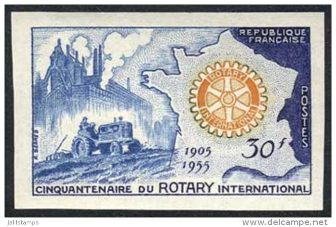 Yv.1009a, 1955 Rotary 50 Years, IMPERFORATE Variety, Superb, Catalog Value Euros 125. - Sonstige & Ohne Zuordnung