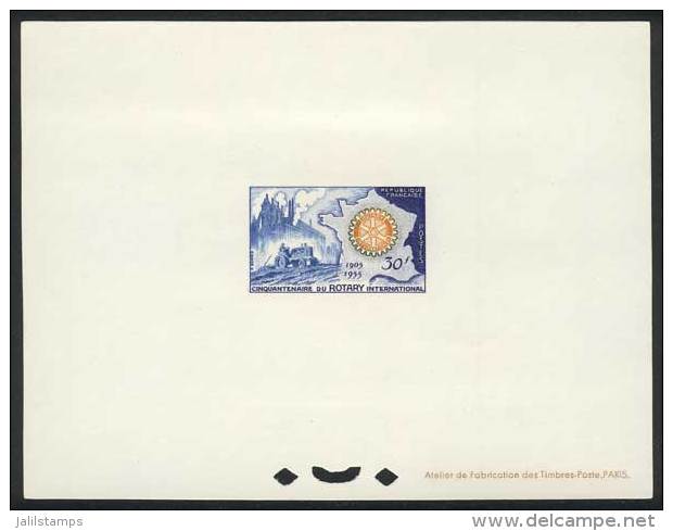 Yv.1009a, 1955 Rotary 50 Years, Deluxe Proof On Imperforate Sheet, Excellent Quality, Rare! - Autres & Non Classés