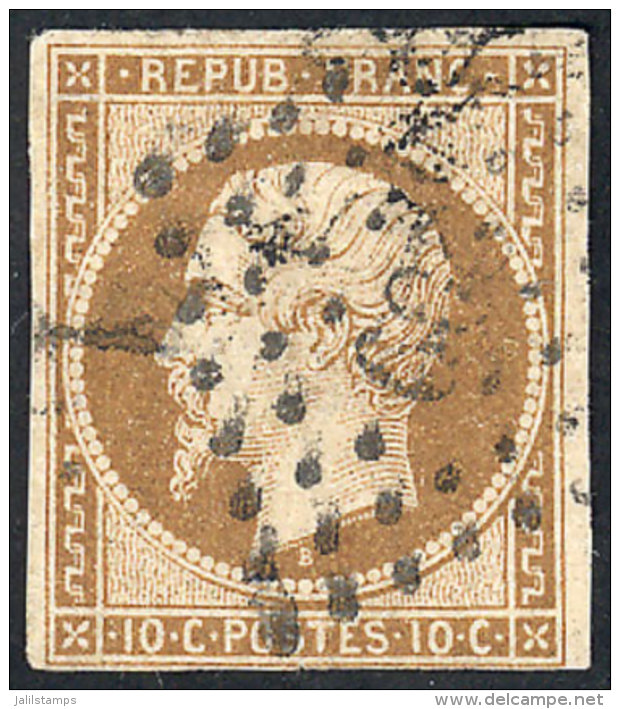 Sc.10, 1852 Napoleon 10c. Bistre (French Republic), Used, VF, Catalog Value US$500 - Autres & Non Classés