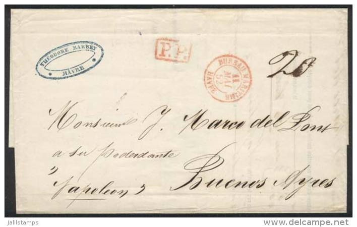 Entire Letter Sent From Havre To Buenos Aires On 10/MAY/1852, Excellent Quality! - Autres & Non Classés