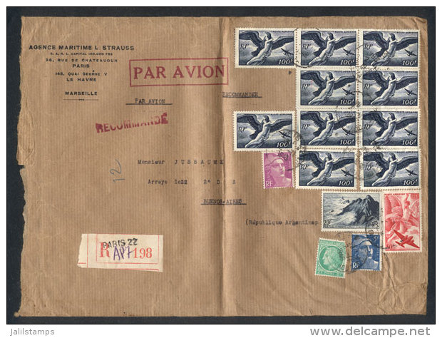 Registered Airmail Cover Sent To Argentina On 2/NO/1948 With Postage Of Fr.1,087, VF Quality, Fantastic! - Autres & Non Classés