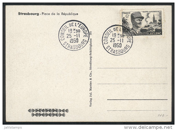 Postcard With Special Cancel Of 25/NO/1950: "CONSEIL DE L&acute;EUROPE - STRASBOURG", VF Quality! - Autres & Non Classés