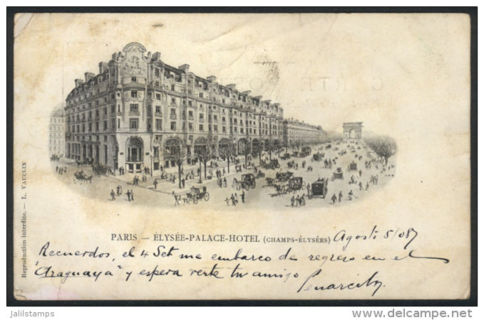 Paris: Elys&eacute;e-Palace-Hotel, Sent To Buenos Aires In 1908, Fine Quality! - Autres & Non Classés