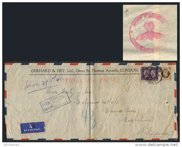 Airmail Cover Sent From London To Buenos Aires (cancelled On 7/JUN/1940), And Received 6 Months Later... - Autres & Non Classés