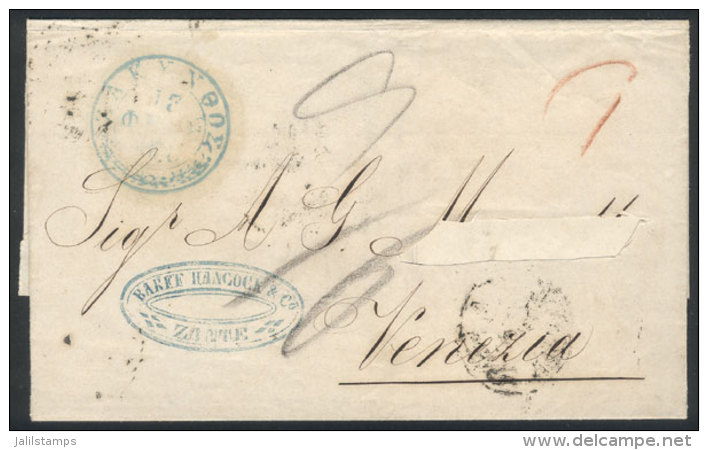 13/FE/1858 ZANTE - Venezia: Dated Folded Cover (surname Of The Addressee Was Cut Out), With Blue Datestamp Of... - Sonstige & Ohne Zuordnung