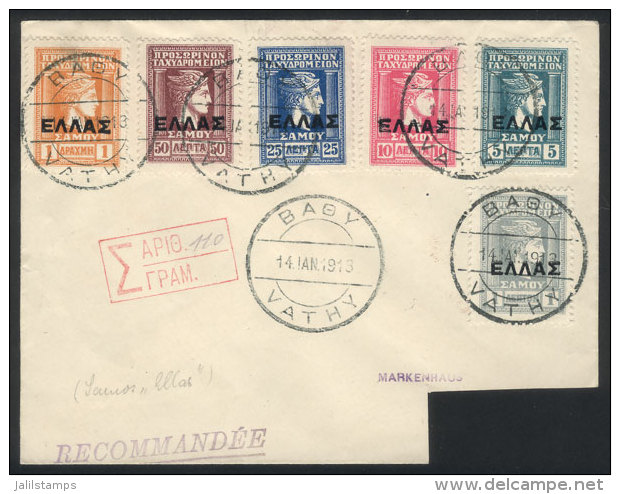 Registered Cover (address Of The Addressee Was Cut Out) Franked With The Complete Set Sc.N81/N86, Sent From Bagy On... - Samos