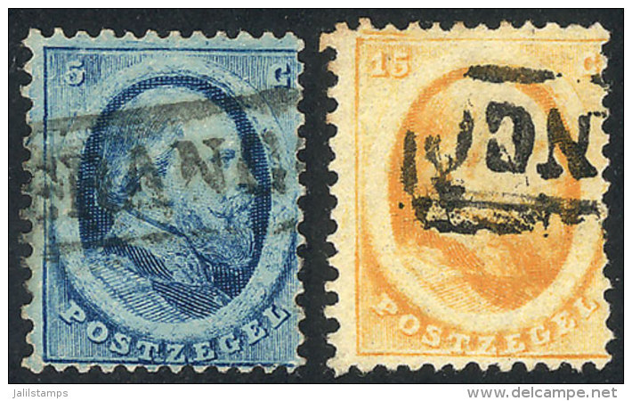 Sc.4 + 6, 1864 5c. Blue + 15c. Orange, Used, VF Quality, Catalog Value US$116 - Gebraucht