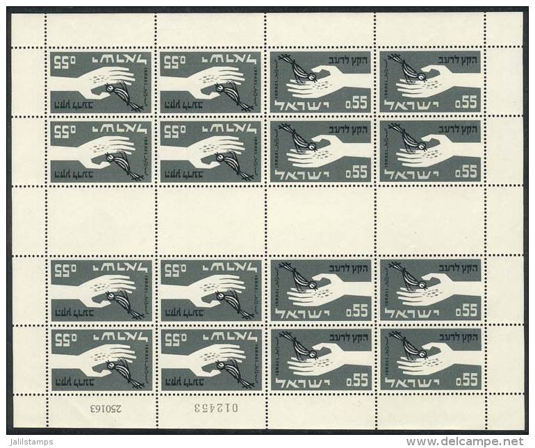 Yvert 231d, 1963 Fight Against Hunger, Complete Sheet With Tete-beches And Gutters, MNH, Excellent Quality! - Autres & Non Classés