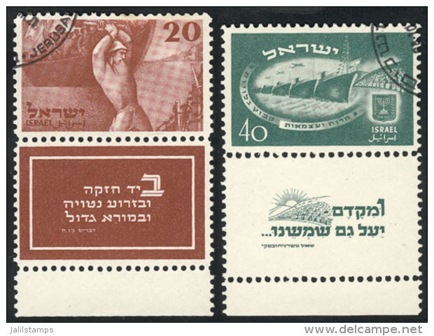Yvert 29/30, 1950 Immigration, Cmpl. Set Of 2 Values With Complete Tabs, Used, Excellent Quality, Catalog Value... - Autres & Non Classés