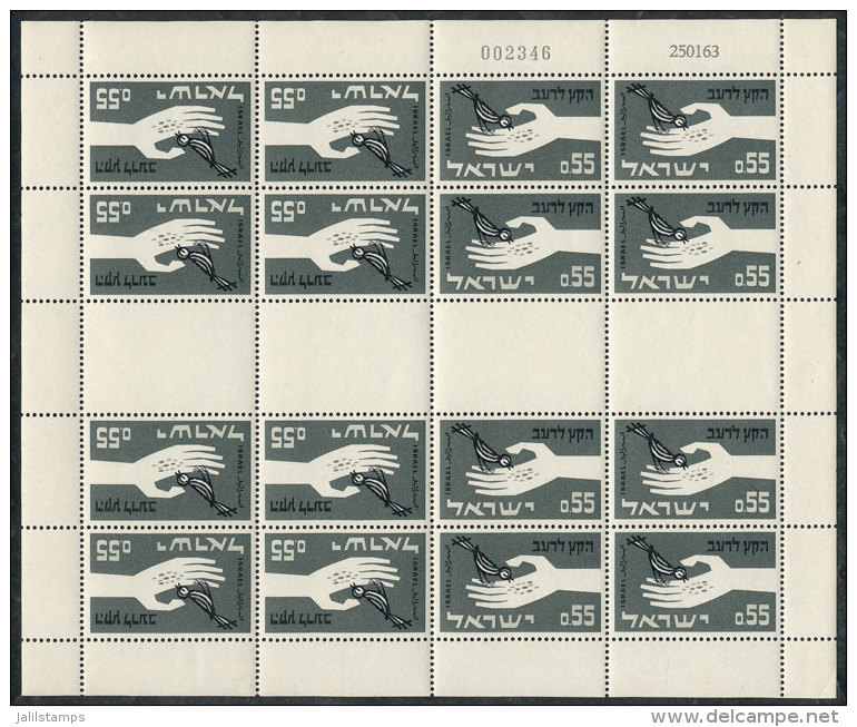Sc.237, 1963 Fight Against Hunger, Complete Sheet With Tete-beches And Gutters, MNH, Excellent Quality! - Autres & Non Classés