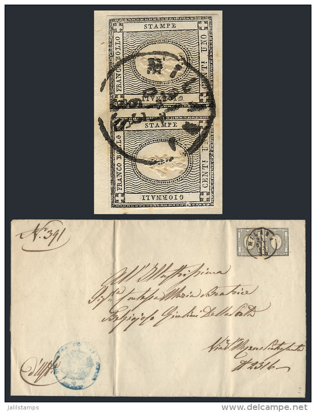 Printed Circular Used In Milano On 21/OC/1863, Franked With Pair Of Sardinia Stamps Sassone 19, VF Quality! - Non Classés