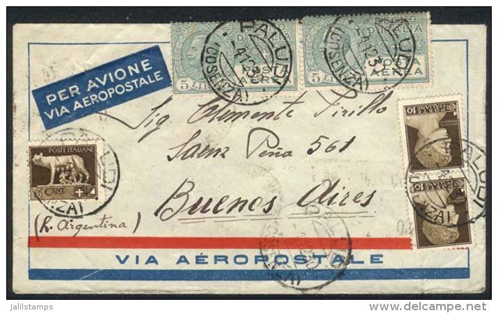 Airmail Cover Sent (via France Aeropostale) From PALUDI To Argentina On 4/DE/1930 With Spectacular Postage Of... - Non Classés