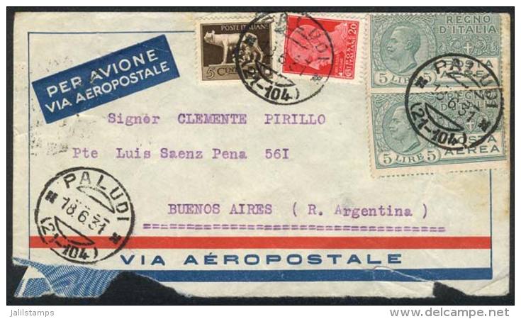 Airmail Cover Sent From PALUDI To Argentina On 18/JUN/1931 Franked With 10.25L., Including Sc.C9 X2, With Opening... - Non Classés