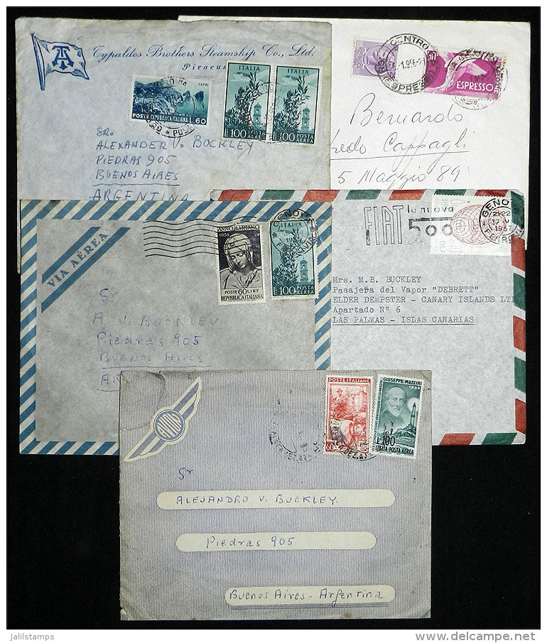 5 Airmail Covers Sent To Argentina Between 1955 And 1957, Good Frankings, VF Quality! - Ohne Zuordnung
