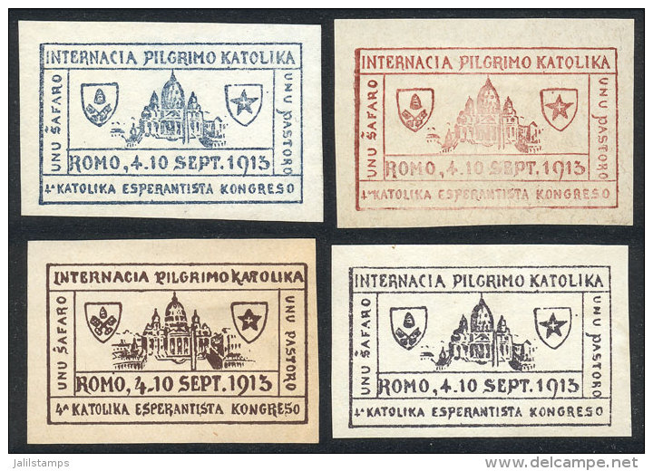 Roma Esperanto Congress Of 1913, Set Of 4 Cinderellas, VF! - Autres & Non Classés