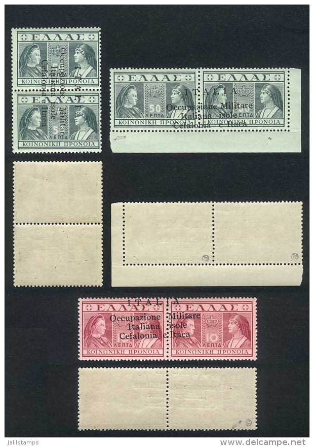 Lot Of 3 Overprinted Pairs, 2 With Guarantee Marks Of Stollow, Mint Never Hinged, Excellent Quality! - Autres & Non Classés