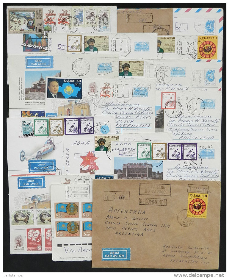 15 Covers + 1 Cover Front Posted Between 1993 And 1994, Most Sent To Argentina. Some Very Interesting Postages:... - Kazakhstan