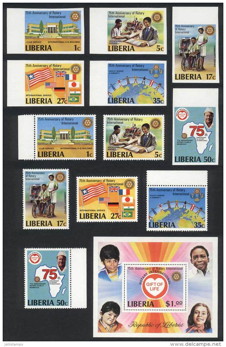 Sc.860/866, 1979 Rotary, Compl. Set Of 6 Values + Souvenir Sheet + IMPERFORATE Set, VF Quality! - Liberia