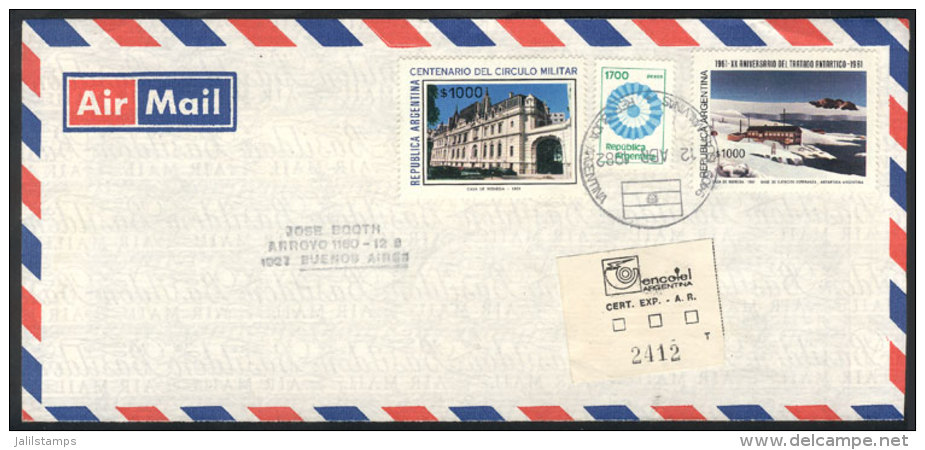 British Cover Sent To Buenos Aires On 12/AP/1982 By Registered Mail, With Argentine Postage Cancelled "9409 Islas... - Falkland