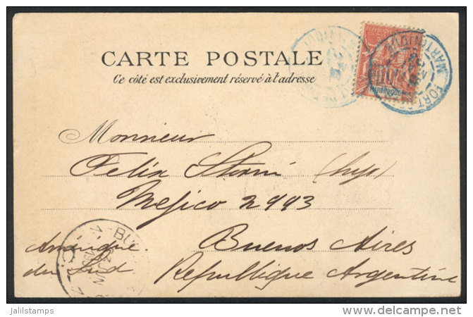 PC (view Of A Mulatto Woman From Saint-Pierre), Franked By Sc.39, Sent From Fort De France To Argentina On... - Sonstige & Ohne Zuordnung