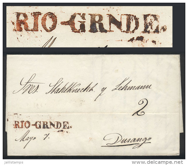 Entire Letter Sent To Durango On 7/MAY/1853, With Straightline "RIO-GRNDE" In Rust-red, And "2" Rating In Pen,... - Mexiko