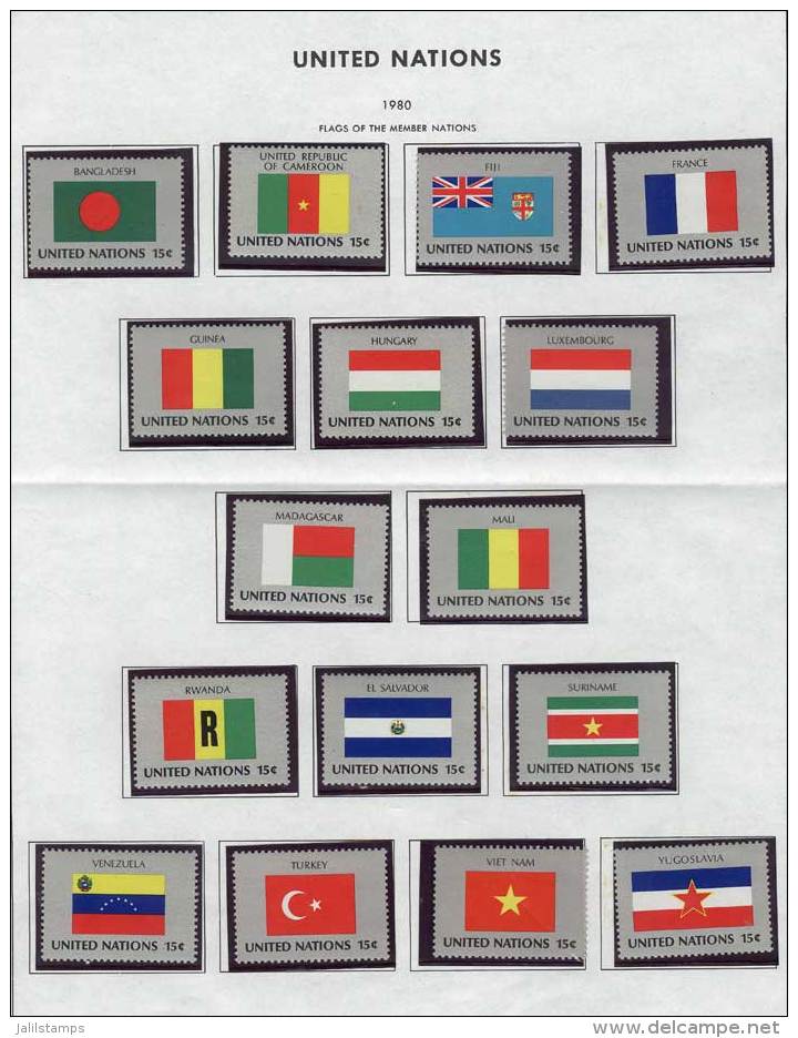 Years 1980 To 1989, Flags, Complete Never Hinged Sets Mounted On Album Pages, VF Quality, Yvert Catalog Value Euros... - Autres & Non Classés