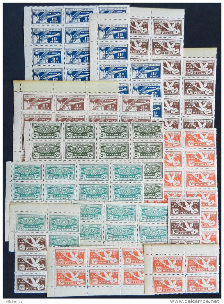 Sc.C7/C12, 1929/31 Cmpl. Set Of 6 Values, Blocks With 23 Complete Sets, MNH (of Some Values There Are More Than 23... - Paraguay