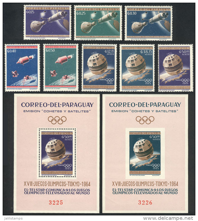 Sc.806/813 + 813a (perforated S.sheet + IMPERFORATE S.sheet In Different Colors), 1964 Space Exploration, MNH, VF... - Paraguay