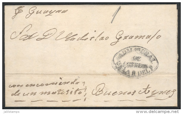 Entire Letter Dated 6/DE/1859, Sent To Buenos Aires "por Vapor Guayra, Con Encomienda De Un Matecito," With Black... - Paraguay