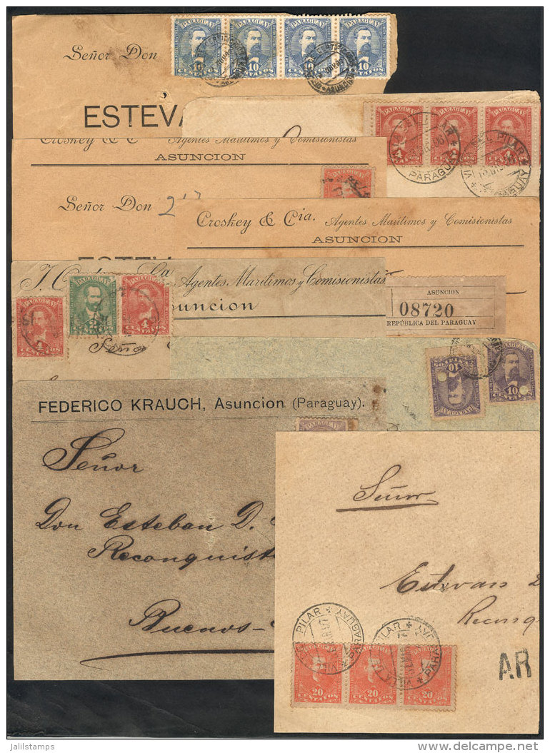 7 Fronts Of Covers + 1 Large Fragment, Sent To Argentine Between 1896 And 1897 With Nice Postages, But ALL WITH... - Paraguay