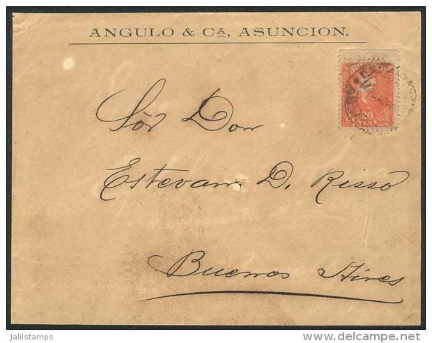 Front Of Cover Sent From Asunci&oacute;n To Argentina In OCT/1896 Franked With 20c. (Sc.40), Very Nice! - Paraguay