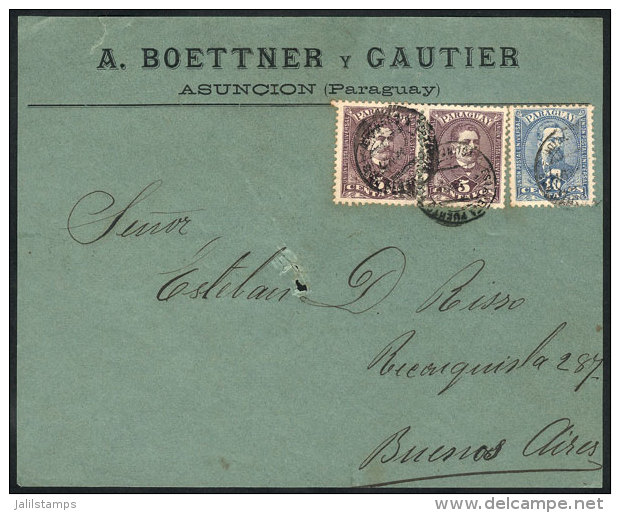 Front Of Cover Sent From Asunci&oacute;n To Argentina In APR/1897 Franked With 20c. (Sc.36a Pair + 38), Minor... - Paraguay