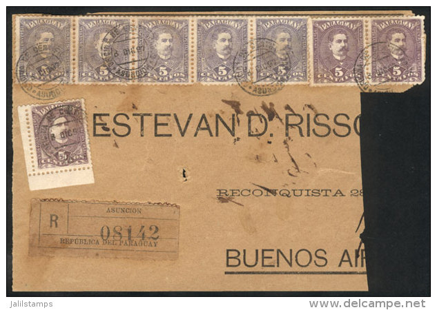 Front Of Registered Cover Sent From Asunci&oacute;n To Argentina On 8/DE/1897, With Spectacular Postage Of 40c.... - Paraguay