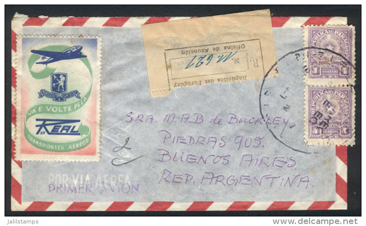 Airmail Cover Sent To Buenos Aires With Interesting Advertising CINDERELLA Of The Airline REAL S.A., Rare! - Paraguay