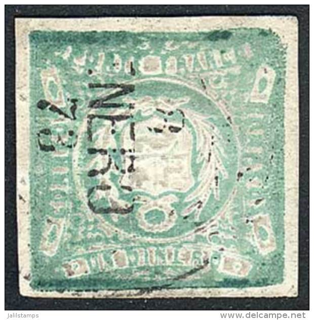 Sc.14a, 1868/72 1D. Bluish Green With INVERTED COAT OF ARMS Variety, Rare, Excellent Quality, Signed By Victor... - Pérou