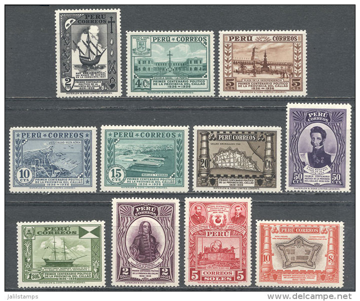 Sc.346/351, 1936 Centenary Of The Province Of Callao, Set Of 11 Values (without Airmail Sc.C13), VF Quality,... - Pérou