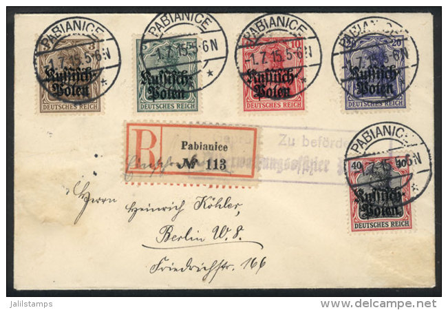 Registered Cover Sent From PABIANICE To Berlin On 1/JUL/1915, VF Quality! - Occupation Allemande