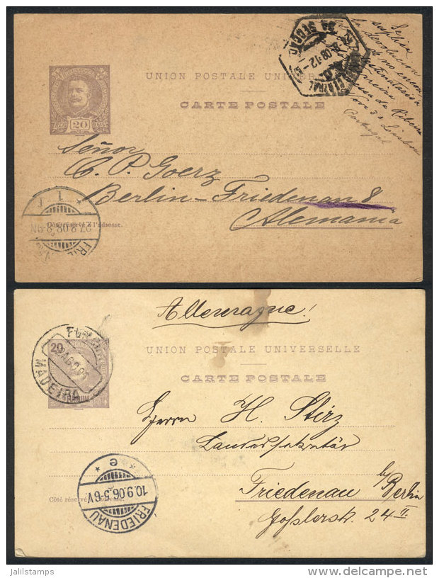 Portugal And Funchal: 2 Postal Cards (PS) Sent To Germany In 1906 And 1908, VF Quality! - Autres & Non Classés