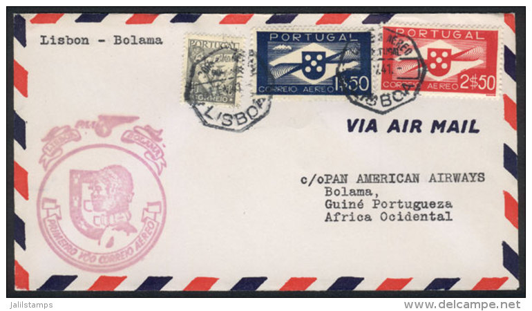 6/FEB/1941 Lisboa - Bolama (Portuguese Guinea): First Flight Cover, With Arrival Backstamp, VF Quality! - Autres & Non Classés