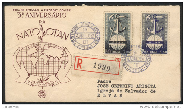 FDC Cover (1952, NATO, Set Of 2 Values), Sent By Registered Mail, Rare, VF Quality! - Autres & Non Classés