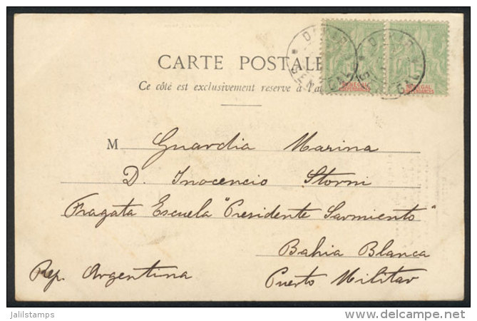 PC (view Of A Beggar Girl Holding A Baby), Franked By Pair Sc.39, Sent From Dakar To Argentina On 3/OC/1903, Rare... - Sénégal (1960-...)