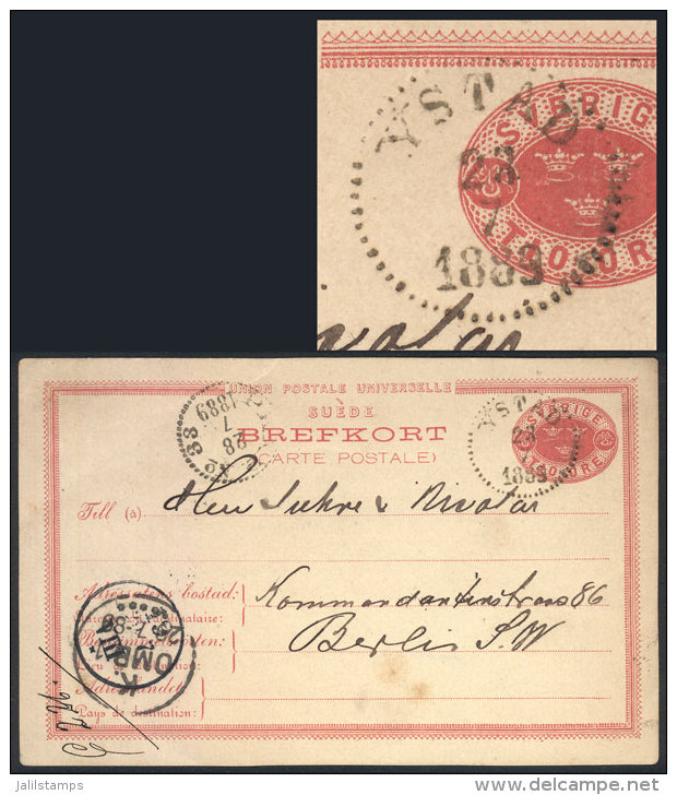 1883-1908 8 Postal Stationery Items (7 Cards, One Unused And 1 Cover) With Interesting Postmarks, Such As: YSTAD... - Autres & Non Classés