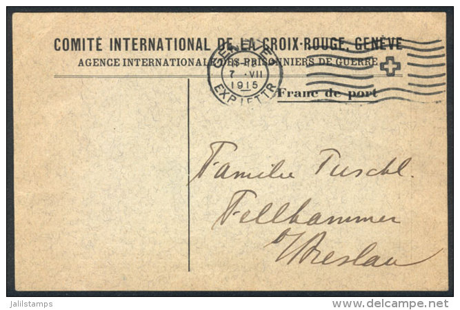 Card Of The INTERNATIONAL RED CROSS Sent Stampless From Geneva To Germany, Excellent Quality! - Sonstige & Ohne Zuordnung