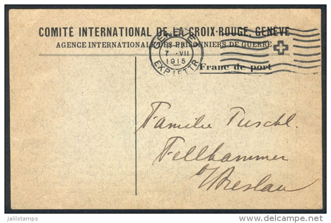 Card Of The INTERNATIONAL RED CROSS Sent Stampless From Geneva To Germany, Excellent Quality! - Other & Unclassified