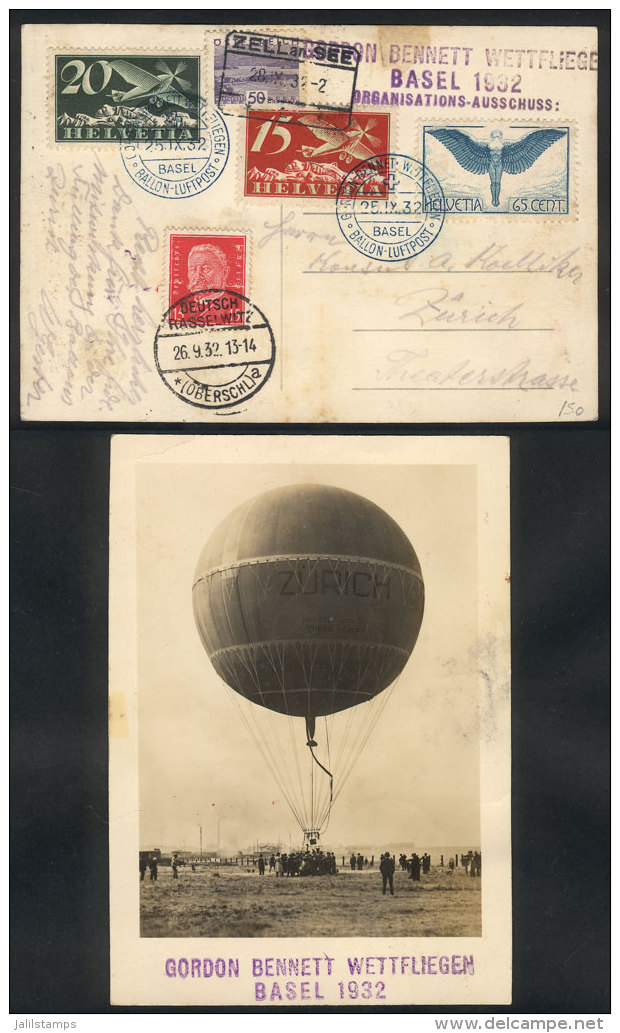 Postcard Of Gordon Bennett&acute;s Balloon Flight, Franked With Swiss Stamps And Special Postmark Of The Flight For... - Autres & Non Classés