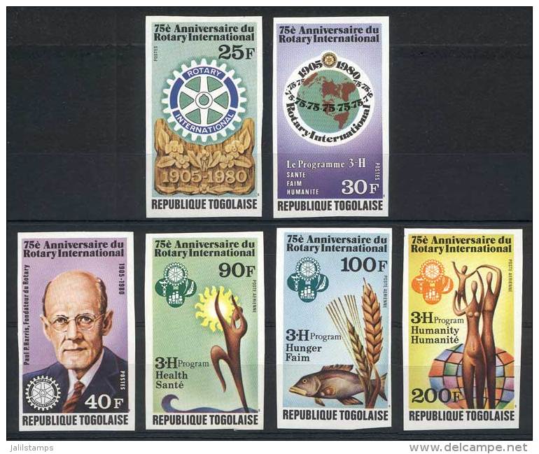 Sc.1046/8 + C406/8, 1980 Rotary 75 Years, Compl. Set Of 6 IMPERFORATE Values, VF Quality! - Togo (1960-...)